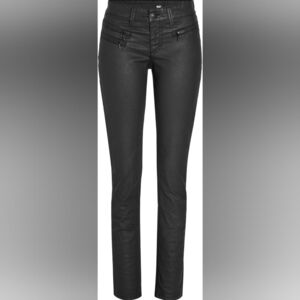 MAC Jeans Black Wax Leather Style Coated Full-Length Jeans